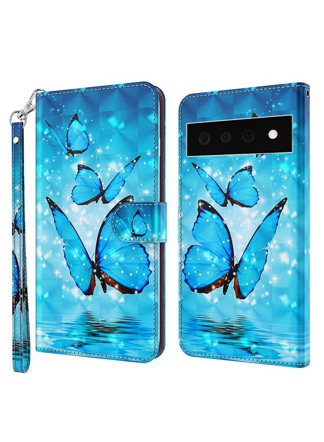 اس-توب جراب لهاتف Google Pixel 6 Pro بنمط رسم ثلاثي الأبعاد مصنوع من مادة TPU + جلد PU - Image 1