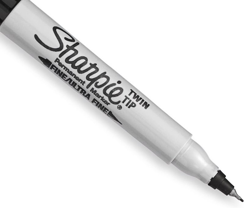 Sharpie ماركرات شاربى توين تيب الدائمة برأسين رفيع وعالي الدقة باللون الأسود 4 قطع - Image 5