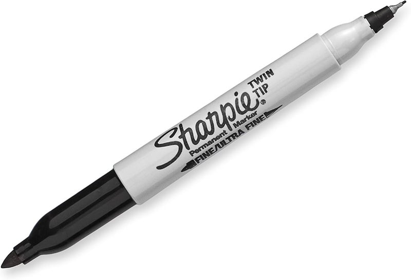 Sharpie ماركرات شاربى توين تيب الدائمة برأسين رفيع وعالي الدقة باللون الأسود 4 قطع - Image 3