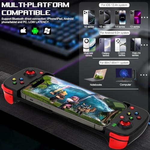 arVin Mobile Gaming Controller for Android iPhone iOS PC Bluetooth Phone Controller for iPhone 171615iPadGalaxy S25S24Tablet Wireless Gamepad Joystick Play CODMGenshinRobloxwith Back Button - Image 3