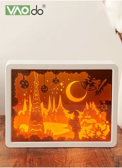 VAOdo LED Nightlight 3D Paper Sculpture Valentine's Day Birthday Gift Home Table Decoration USB Prayer Girl Pattern Office Decorative Lights Can be Used as A Mirror  - Image 1