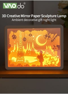 VAOdo LED Nightlight 3D Paper Sculpture Valentine's Day Birthday Gift Home Table Decoration USB Prayer Girl Pattern Office Decorative Lights Can be Used as A Mirror  - Image 3