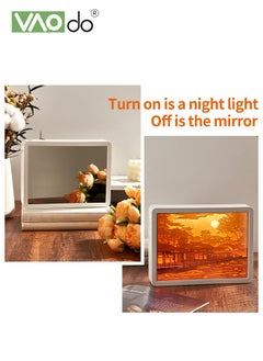 VAOdo LED Nightlight 3D Paper Sculpture Valentine's Day Birthday Gift Home Table Decoration USB Prayer Girl Pattern Office Decorative Lights Can be Used as A Mirror  - Image 5