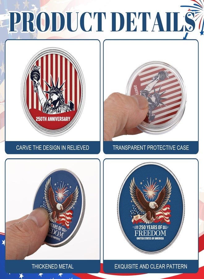 Kenning 24 Set 250th Anniversary Commemorative Coins in Capsule with Organza Bag, Patriot Coins for Soldier, Veteran, United States Declaration of Independence Challenge Coin Set President Day Gifts - Image 3