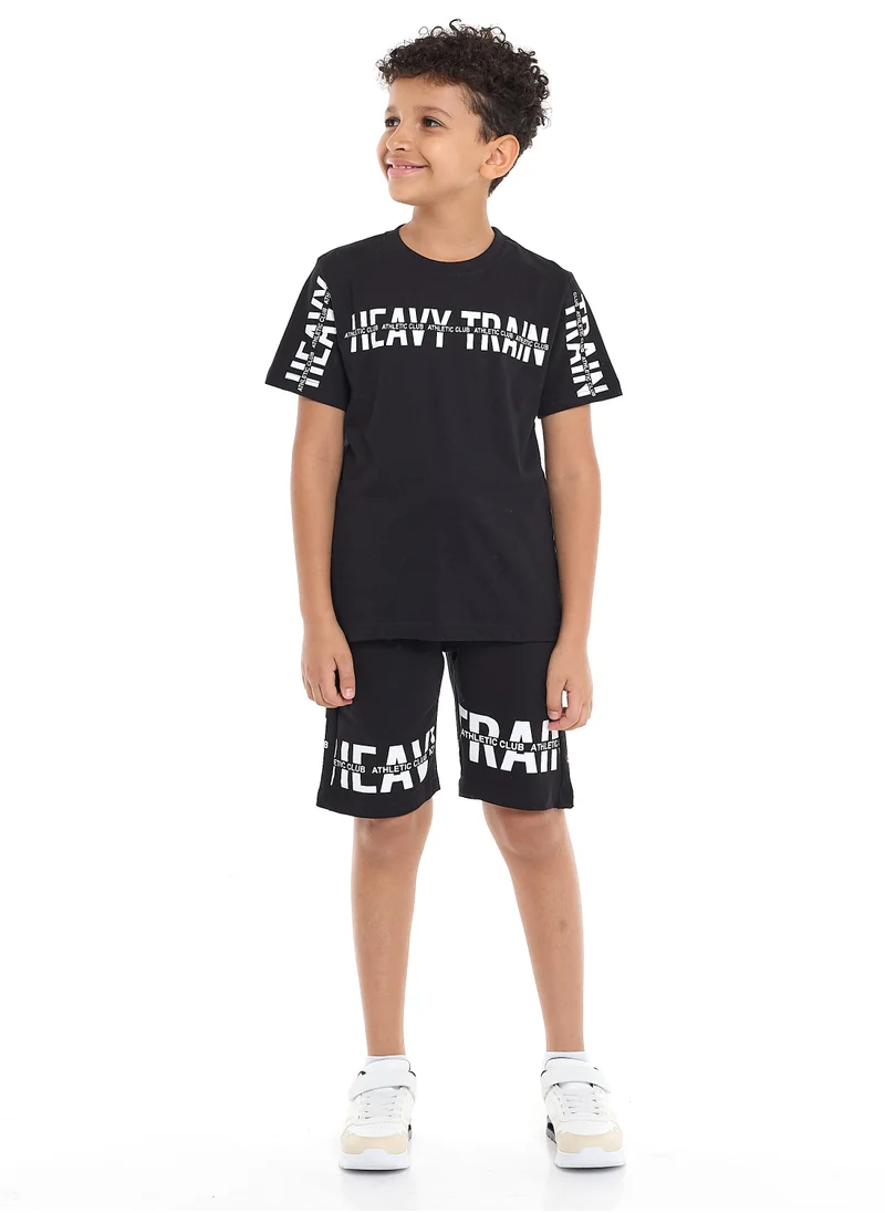 victor and jane Victor and Jane Sr Boys' Slogan Print Set - Black