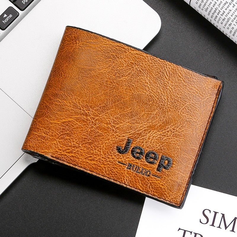 JEEP BULUO Mens Wallet Casual Fashion Multi-Card Holder Khaki 