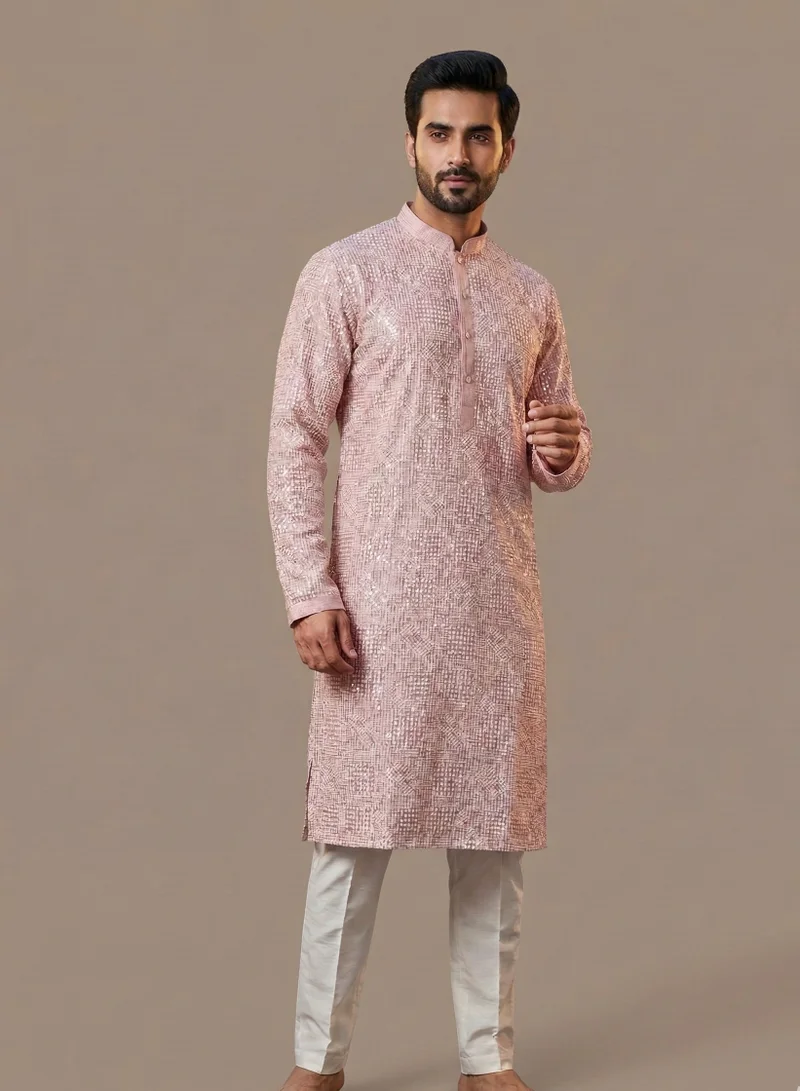 Lehar Pink Embroidered Sequin Work Kurta