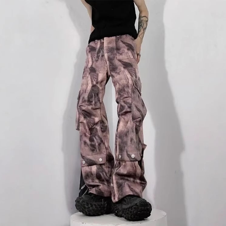 Hong Kong-Style Pleated American-Style Retro Crane Pants Camouflage Fashion Brand Hip-Hop Multi-Pocket Loose Wide-Leg Casual Pants - Image 1