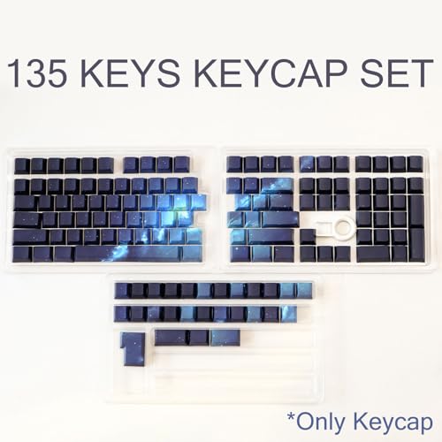 TIMSEKER Dark Blue and Black PBT Cherry Profile Keycap, Side Print Shine Through Key Cap for Mechanical Gaming Keyboard (135 Keys Only Custom Keycap Set) - Image 2