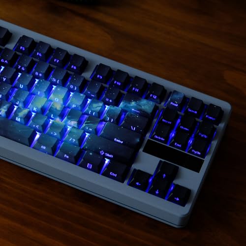 TIMSEKER Dark Blue and Black PBT Cherry Profile Keycap, Side Print Shine Through Key Cap for Mechanical Gaming Keyboard (135 Keys Only Custom Keycap Set) - Image 5