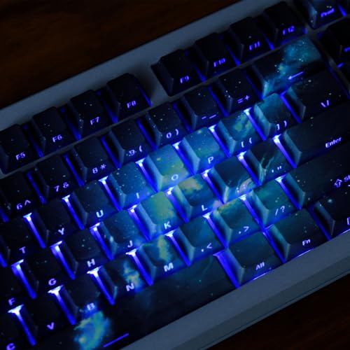 TIMSEKER Dark Blue and Black PBT Cherry Profile Keycap, Side Print Shine Through Key Cap for Mechanical Gaming Keyboard (135 Keys Only Custom Keycap Set) - Image 3