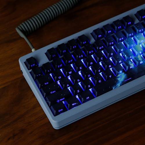TIMSEKER Dark Blue and Black PBT Cherry Profile Keycap, Side Print Shine Through Key Cap for Mechanical Gaming Keyboard (135 Keys Only Custom Keycap Set) - Image 1