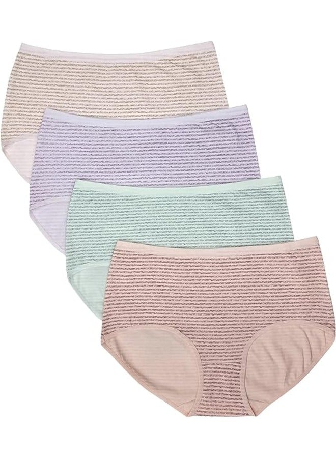 Love Bell Love Bell Premium Cotton Four-way stretch Panties - MULTIPACK - LoveBell Ladies Panty with enduring stretch - Classic Briefs for Women (4XL, Two toned Stripes - 4 PCS PACK)  - Image 1