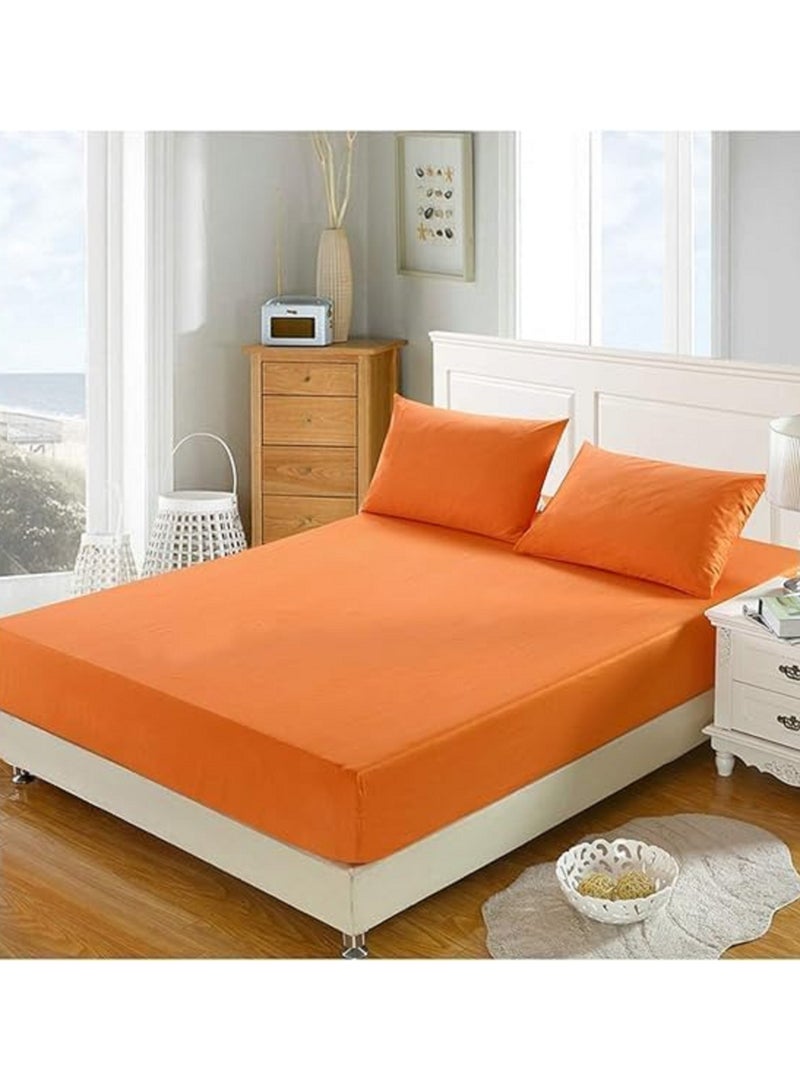 ملاية سرير قطن سادة 180سم برتقالي