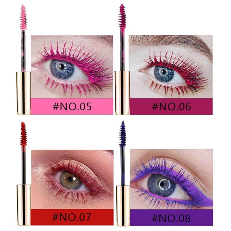 RoseFlower Colored Mascara Sets, 12 Colors Waterproof Colorful Mascara Gift Set, Red Pink Purple Blue White Black Colorful Mascara Charming Long Lasting Voluminous Mascara for Eyelash Eye Makeup - Image 3