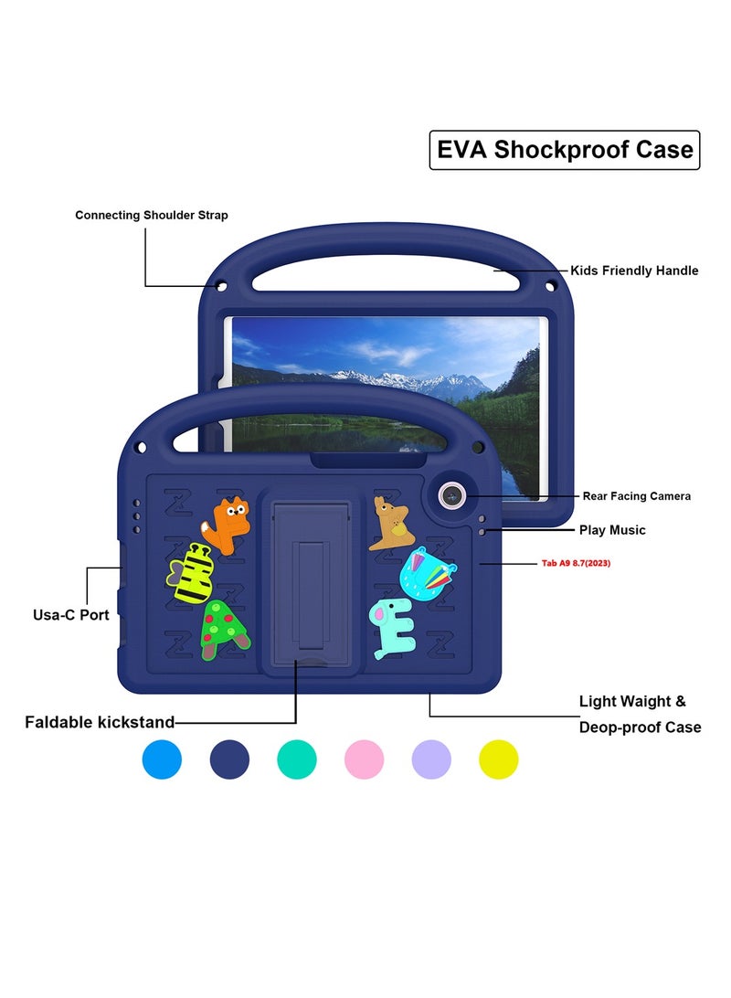 جراب حماية للأطفال مقاوم للصدمات مع حزام كتف وحامل، متوافق مع سامسونج تاب A11 (2025) وجالاكسي تاب A9 (8.7 بوصة) (SM-X115N) (2023). - Image 4