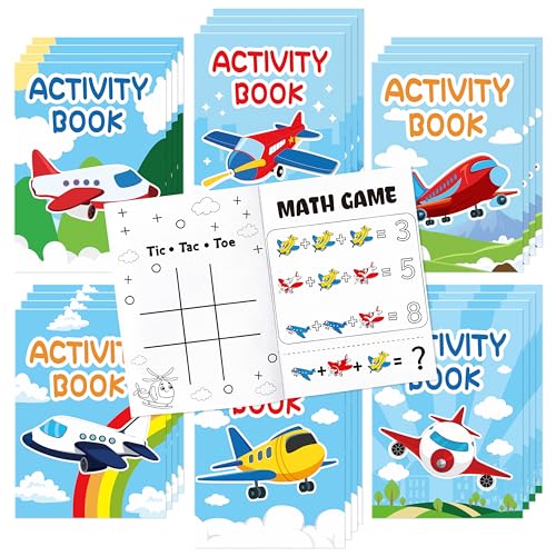 JAPBOR Airplane Party Coloring Books 24PCS Mini Airplanes Theme Activity Color Book Bulk for Kid Party Favors Cartoon Plane Small Colouring Pages for Birthday Gifts Class Drawing Painting Game - Image 1
