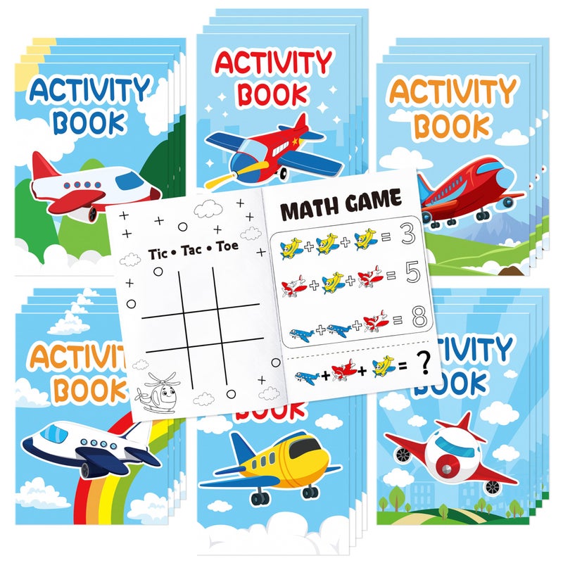 JAPBOR Airplane Party Coloring Books 24PCS Mini Airplanes Theme Activity Color Book Bulk for Kid Party Favors Cartoon Plane Small Colouring Pages for Birthday Gifts Class Drawing Painting Game - Image 2