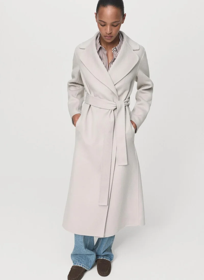 MANGO Wool coat with handmade belt