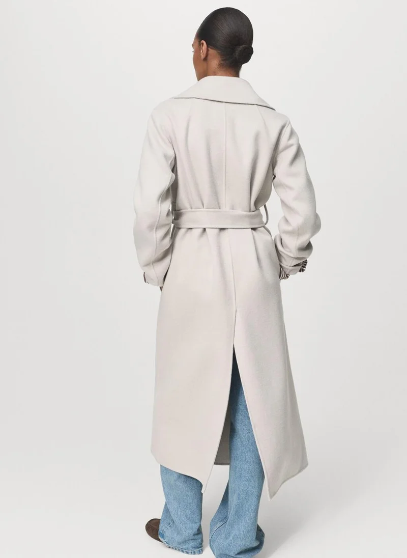 MANGO Wool coat with handmade belt
