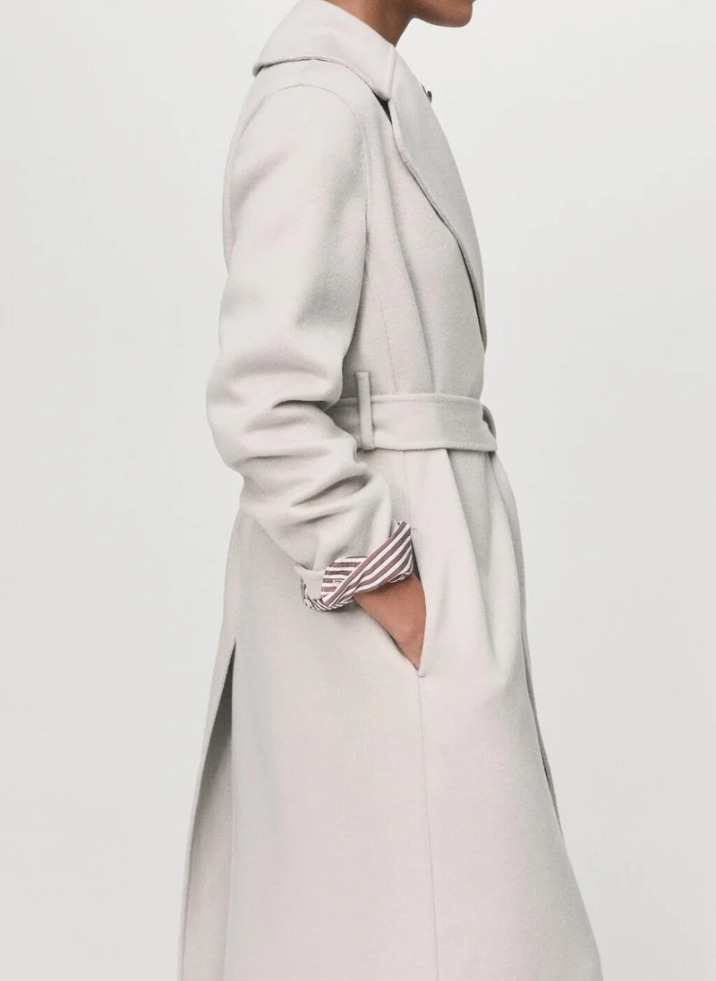 MANGO  Wool coat with handmade belt for Women | Best Price UAE
