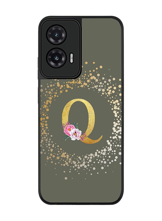 Stylizedd For Motorola Moto G35 Case,Slim fit Camera Protection, Shockproof Thin Phone cover  - Custom Monogram Floral - Q  (Olive Green )