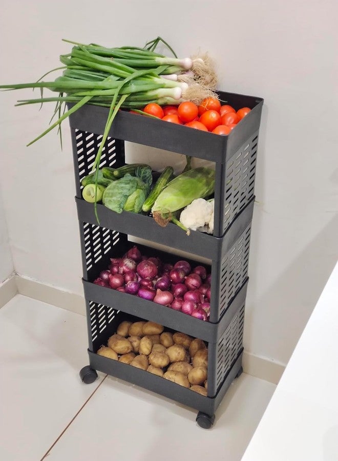 PALAK Plastic Multipurpose 4-Tier Floor Mount Corner Shelf Kitchen Organizer Rack/Storage Shelf/Dish Rack/Storage Rack For Kitchen (Black) (4Xl, Black) - Image 4