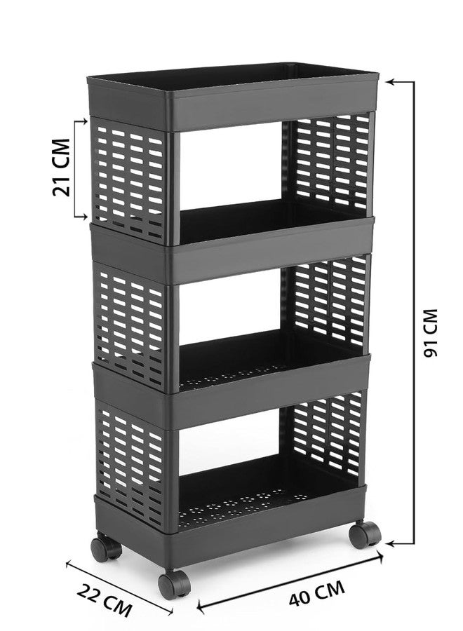 PALAK Plastic Multipurpose 4-Tier Floor Mount Corner Shelf Kitchen Organizer Rack/Storage Shelf/Dish Rack/Storage Rack For Kitchen (Black) (4Xl, Black) - Image 2
