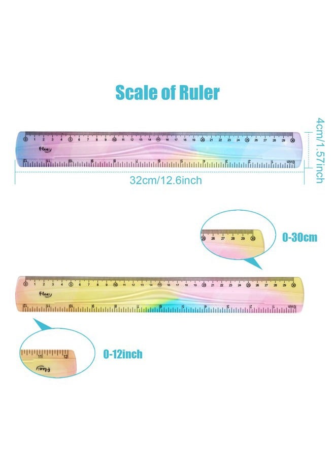 KINBOM 2pcs Flexible Rulers for School, 12 Inch/30 cm Bendable Ruler Soft Plastic Rulers Bulk Gradient Colored Flex Ruler with Centimeter and Inch Scales for Students Kids Classroom Office Home Supplies - Image 2