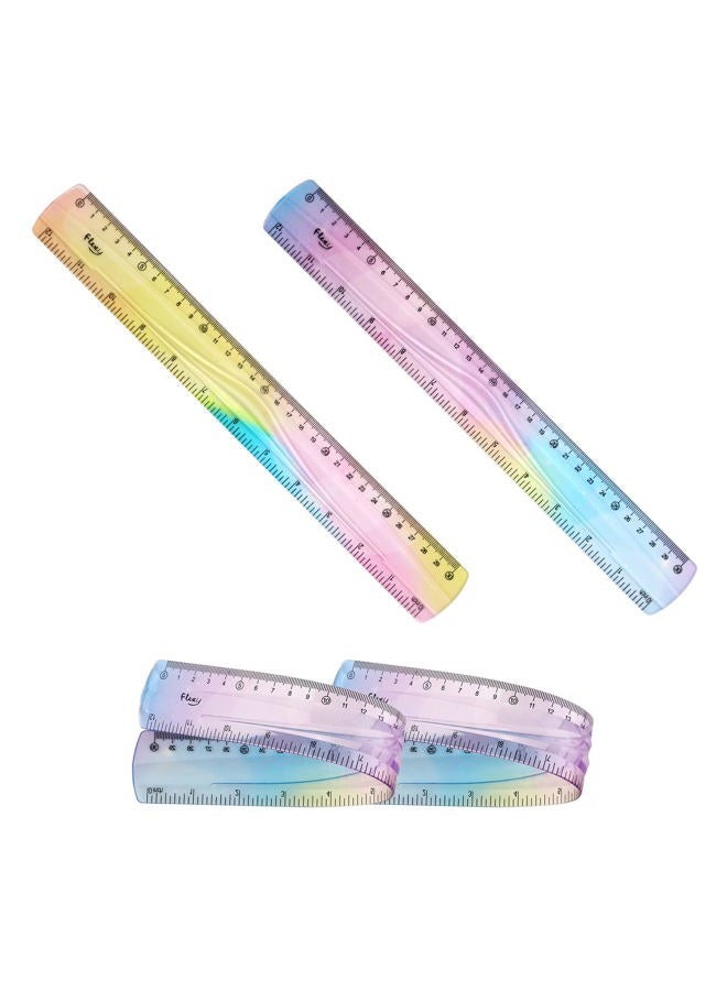 KINBOM 2pcs Flexible Rulers for School, 12 Inch/30 cm Bendable Ruler Soft Plastic Rulers Bulk Gradient Colored Flex Ruler with Centimeter and Inch Scales for Students Kids Classroom Office Home Supplies - Image 1