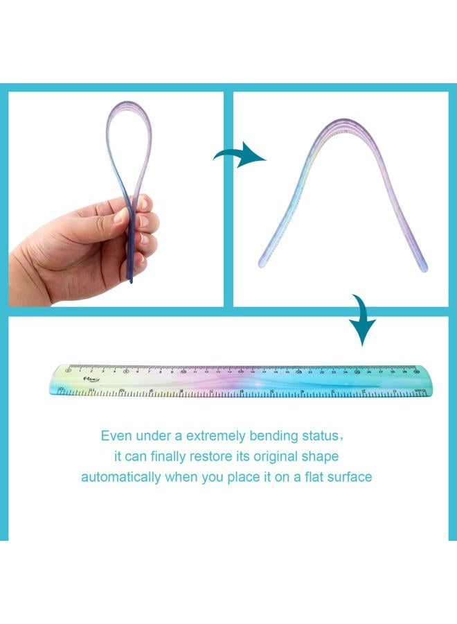 KINBOM 2pcs Flexible Rulers for School, 12 Inch/30 cm Bendable Ruler Soft Plastic Rulers Bulk Gradient Colored Flex Ruler with Centimeter and Inch Scales for Students Kids Classroom Office Home Supplies - Image 4
