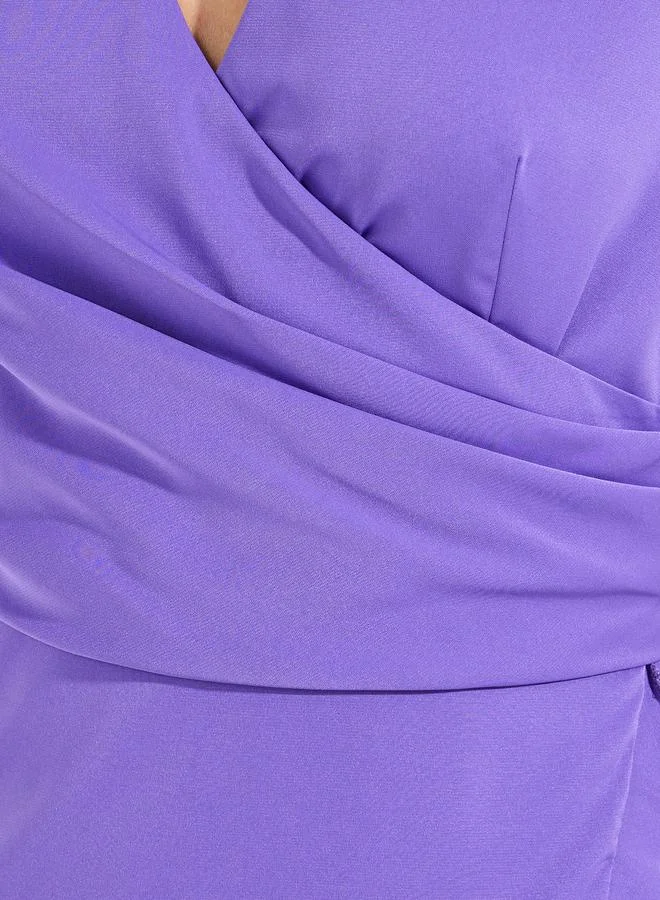 Take Two Take Two Ruffle Hem Wrap Front Midi Dress