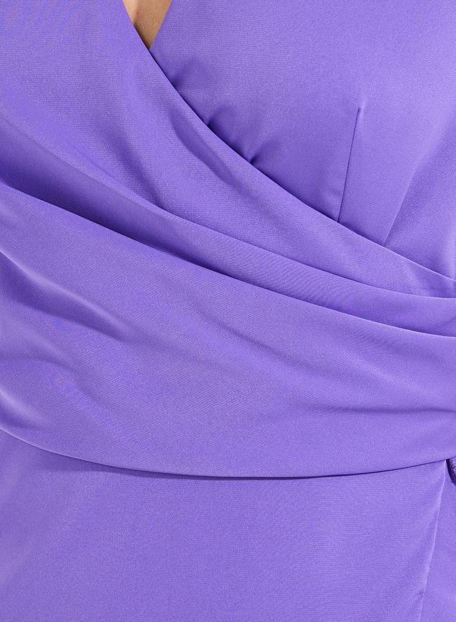 تايك تو فستان ميدي سادة بحواف كشكش - Image 3