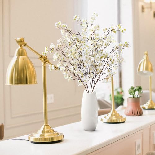 Sggvecsy Artificial Cherry Blossom Flowers 4 Pcs Faux Cherry Blossom Stems Faux Silk Cherry Blossom Branches 41 Fake Flowers Long Stems for Vase Arrangements Home Wedding Table Decor White - Image 3
