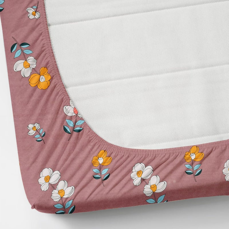 BLUSH & BLOOM Super Soft Cotton Feel All Round Elastic Fitted Double Bedsheet with 2 Pillow Covers- 72 x 78 x 8 Inches, 182 cm x 198 cm x 20 cm-Violet - Image 2