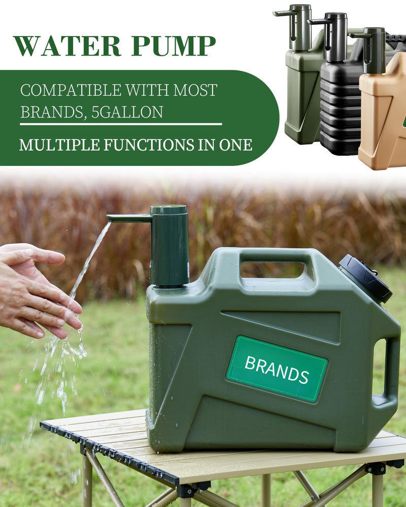 UPWOIGH Automatic Water Pump for Square Camping Water Jug, Screw-Lock Fit 1.97in (50mm) Outer Thread Only, Type-C Rechargeable Touch Dispenser, Green, Not for Standard Bottles - Image 3