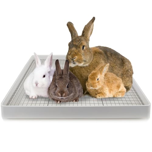 Oncpcare Extra Large Rabbit Litter Box with Grid 22x18in Bunny Litter Tray for Cage XL Potty Training Pan for Adult Rabbit Flemish Giant Rabbits - Image 1