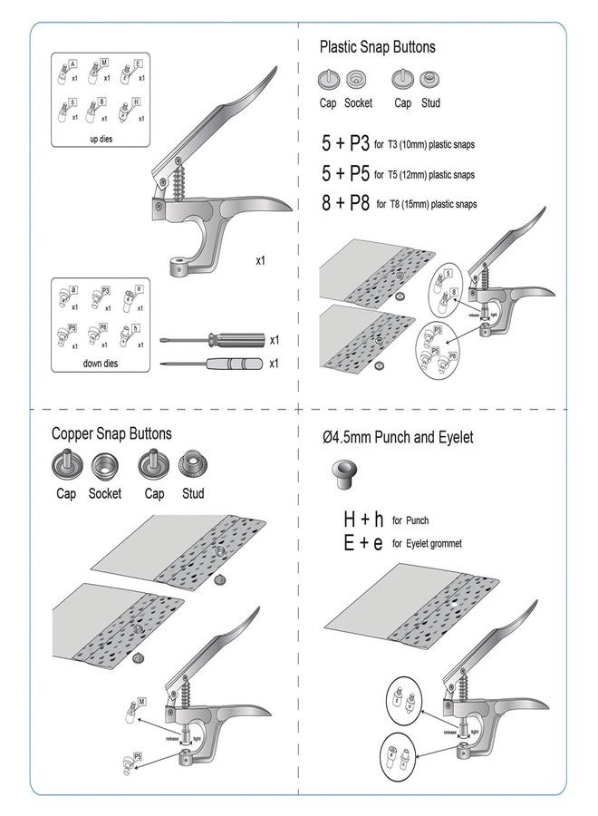 LBTEE 27 Plastic Snap Fastener Kit, Plastic and Metal Snap Buttons with Snaps Pliers Set, 270 Sets Plastic and Metal Snap Buttons for Sewing and Crafting (Blue) - Image 4