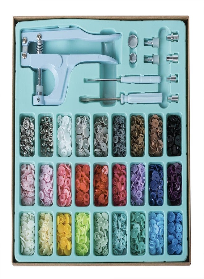 LBTEE 27 Plastic Snap Fastener Kit, Plastic and Metal Snap Buttons with Snaps Pliers Set, 270 Sets Plastic and Metal Snap Buttons for Sewing and Crafting (Blue) - Image 1