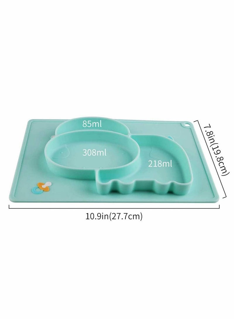 SOLARAE Baby Silicone Placemat, Non-Slip Feeding Plate for Toddlers Babies Kids with Strong Suction Fits Most Highchair Trays BPA-Free FDA Approved, Dishwasher and Microwave Safe with Spoon Fork - Image 4