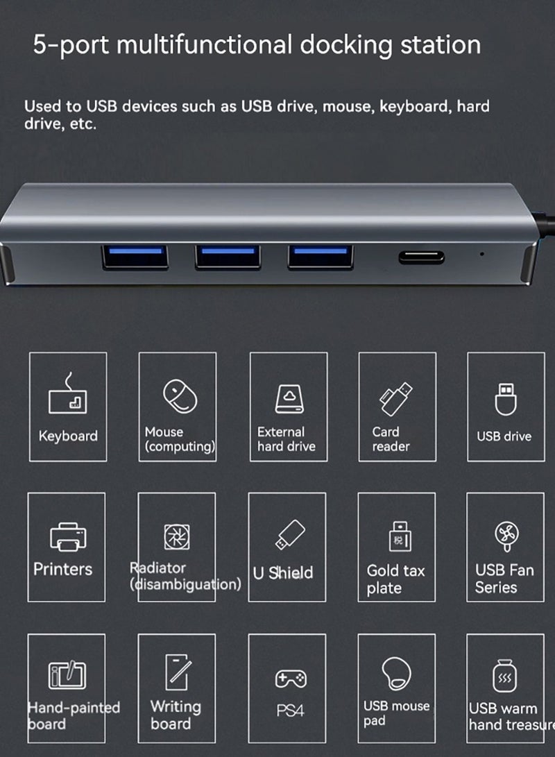 USB to Ethernet Adapter, 5 in 2 USB Hub with Ethernet, Plug and Play, Multiport Network Adapter with 3 USB 3.0 Port, Gigabit RJ45, USB-C Power Port Compatible for Laptop MacBook XPS Windows 11 - Image 5