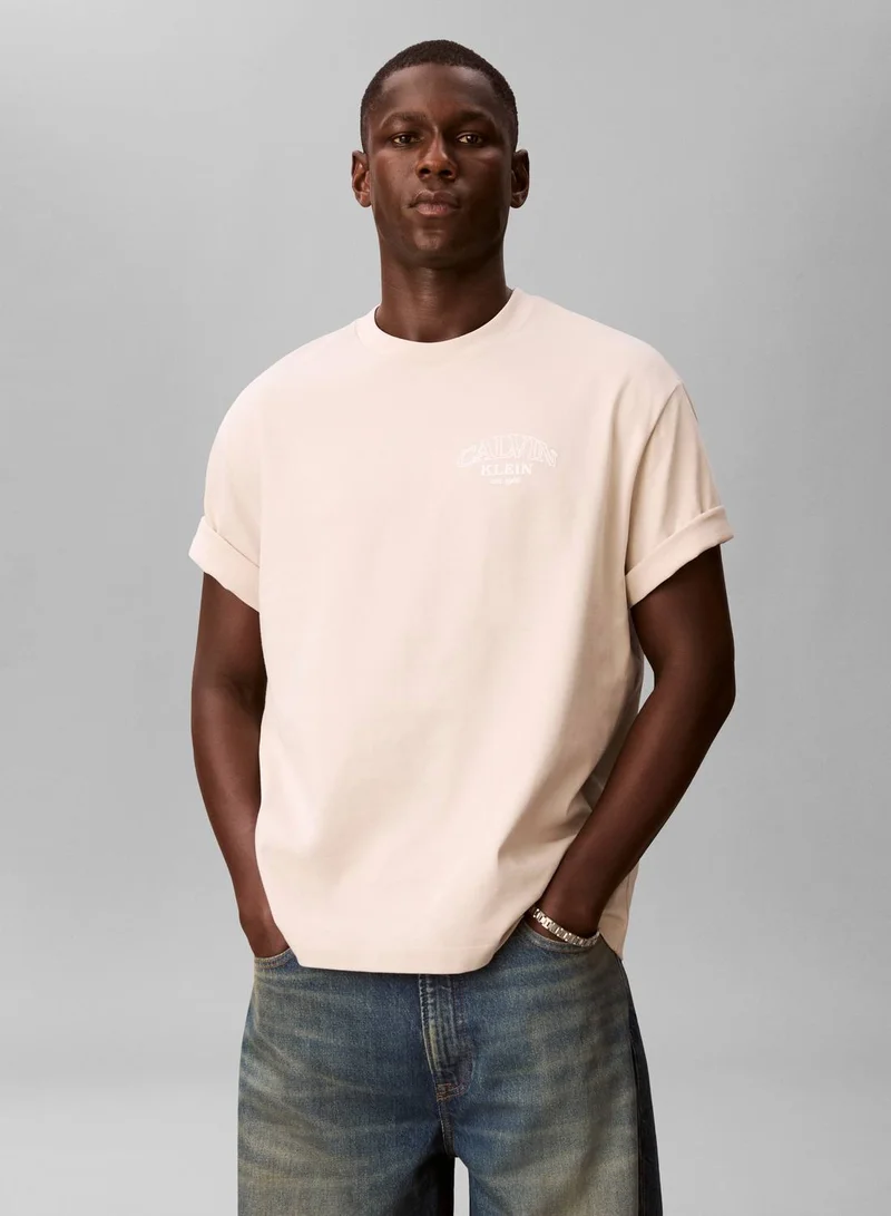 Calvin Klein Jeans Oatmeal Varsity Logo T-Shirt for Men | Best Price UAE