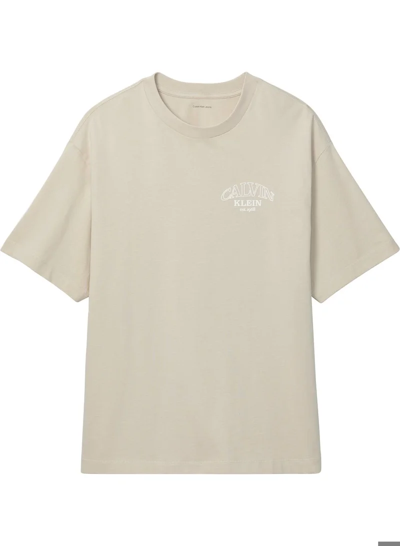 Calvin Klein Jeans Oatmeal Varsity Logo T-Shirt for Men | Best Price UAE