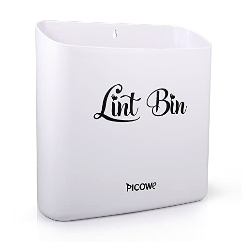 Picowe Magnetic Laundry Storage, Large Lint Holder Bin for Laundry Room, Space-Saving Trash Container Hanging on Dryer, Washer or Wall Mount (Gray White) - Image 1