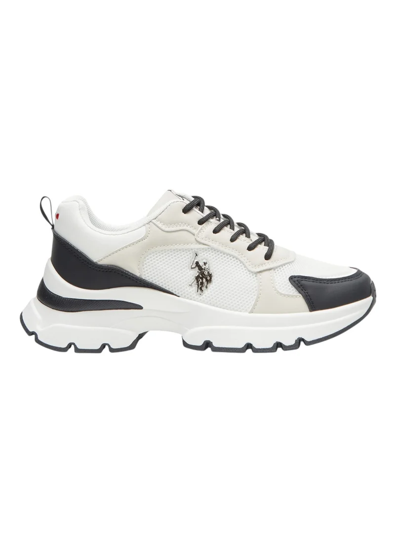 U.S. Polo Assn. Women's White with Black Accent Sneakers - Bold Rugged Style with Durable Sole for Outdoor Wear