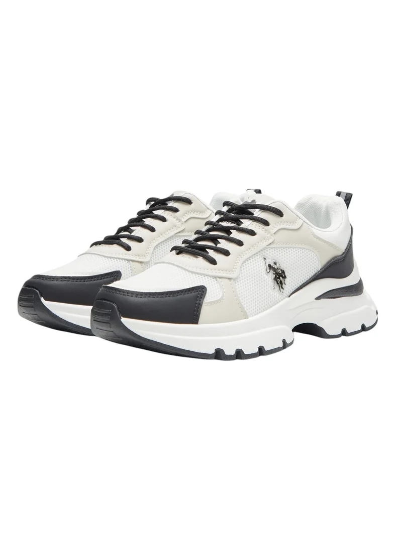 U.S. Polo Assn. Women's White with Black Accent Sneakers - Bold Rugged Style with Durable Sole for Outdoor Wear