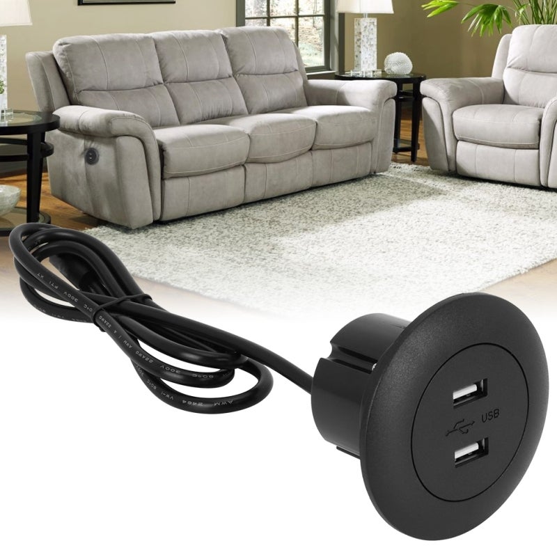 Power Socket: 2 Dual USB Ports Built-in Blue LED Backlight - Space-saving Sofa Charger for Power Recliner, Electric Sofa and Home Desk Use - Image 3
