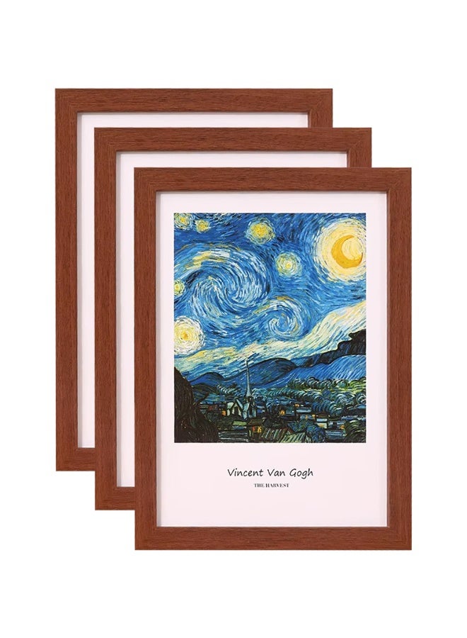 A4 Document Frames Set of 3 – MDF Wood Photo Frame for Certificates, Diplomas, Posters & Artwork – Wall Mount or Tabletop Display, Vertical & Horizontal Stand (3, Walnut) - Image 1