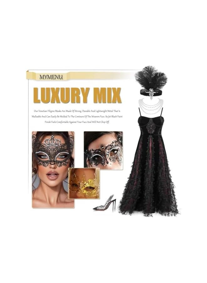 The Bros Masquerade Mask for Women, Metal Laser Cut Masquerade, for Women Venetian Party, Mardi Gras Mask, for Party Prom Ball  - Image 3