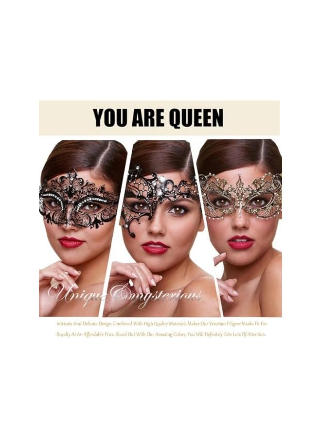 The Bros Masquerade Mask for Women, Metal Laser Cut Masquerade, for Women Venetian Party, Mardi Gras Mask, for Party Prom Ball  - Image 4